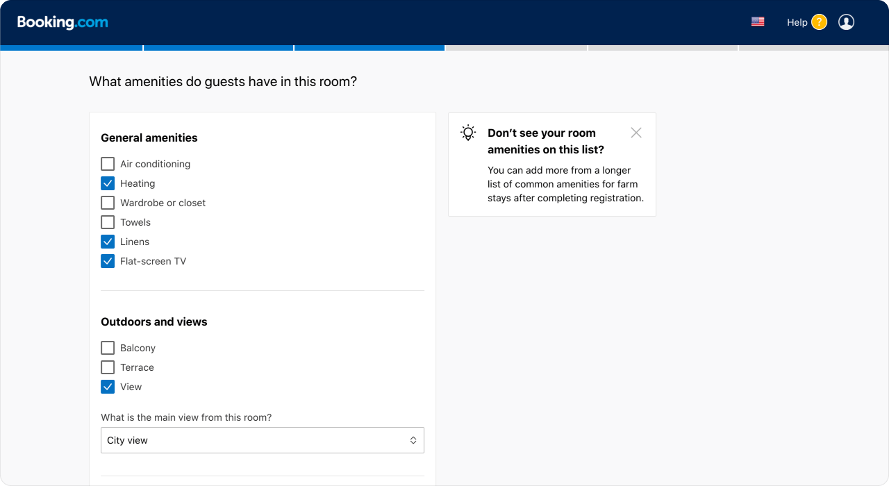 how to add amenities to Booking.com