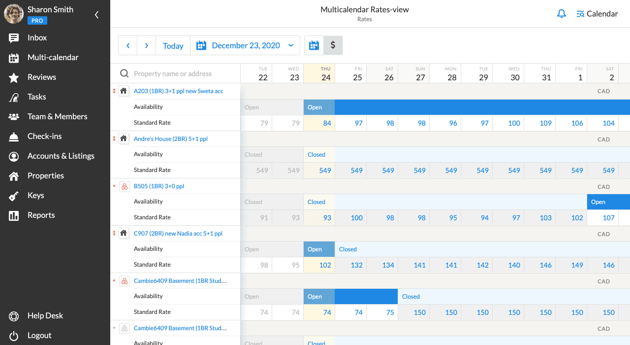 iGMS Multi-calendar rates-view