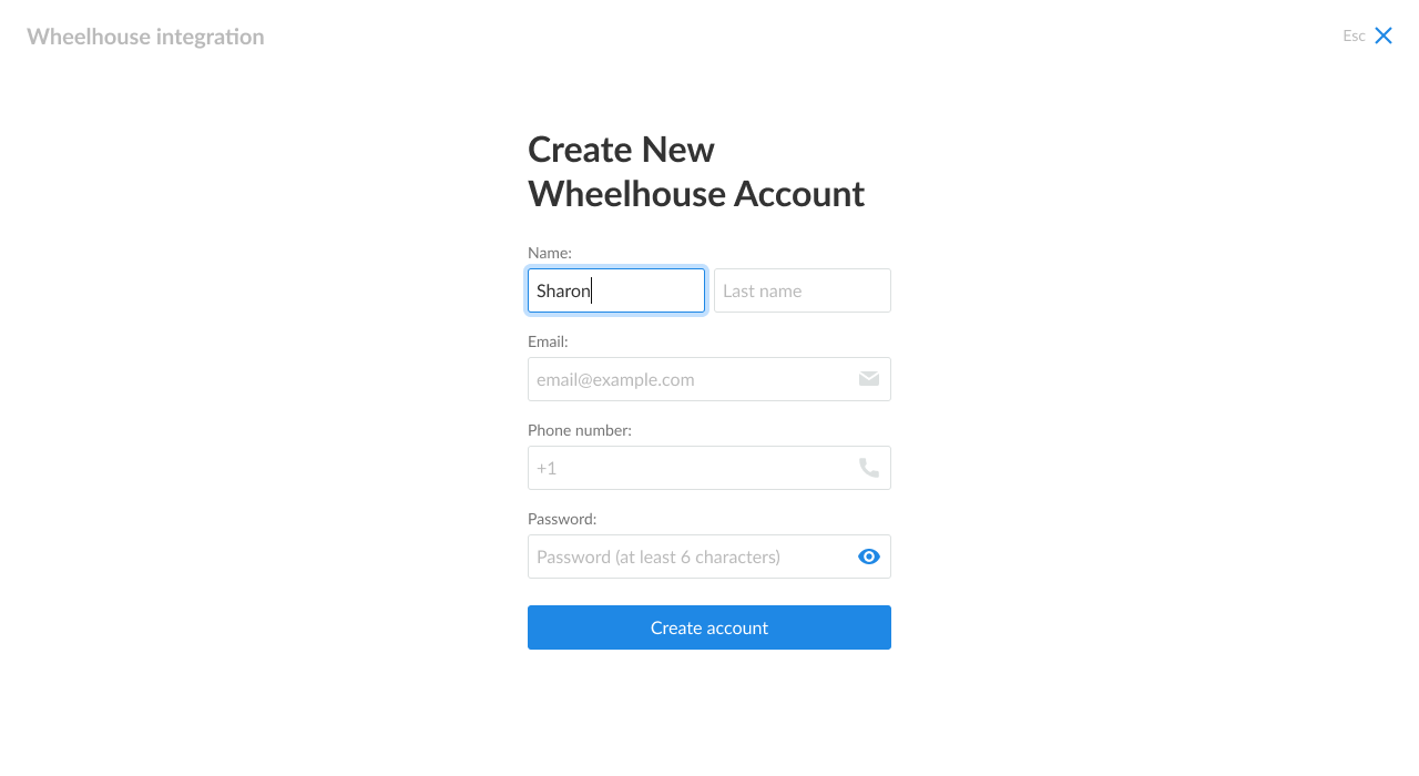 how to create a new Wheelhouseaccount 